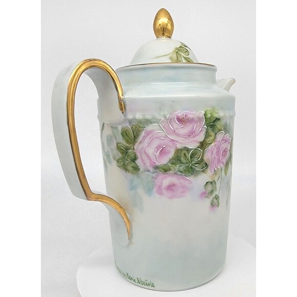 Furstenberg Porcelain Teapot Germany Floral Flower Design Gold Gilt Hand Painted - Picture 4 of 17